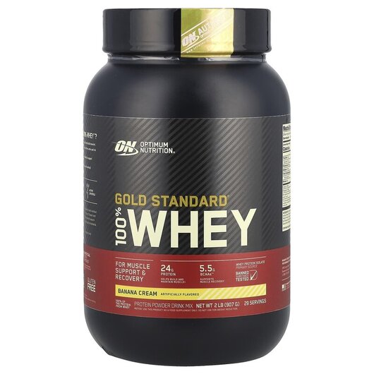 Основне фото товару Gold Standard 100% Whey Banana Cream, Протеїн Ізолят, 907 г