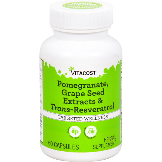 Основне фото товару Pomegranate Grape Seed Extracts & Trans-Resveratrol, Гранат, 