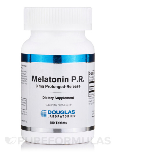Основне фото товару Melatonin P.R. 3 mg Основне фото товару Douglas Laboratories, Melatonin P.R. 3 mg, Мелатонін, 180 таблето