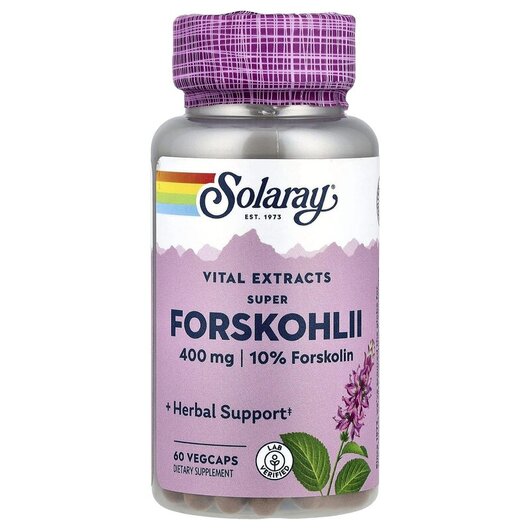Основное фото товара Ayurvedic Herbs Super Forskohlii 400 mg Основное фото товара Solaray, Форсколин 400 мг, Forskohlii 400 mg, 60 капсул