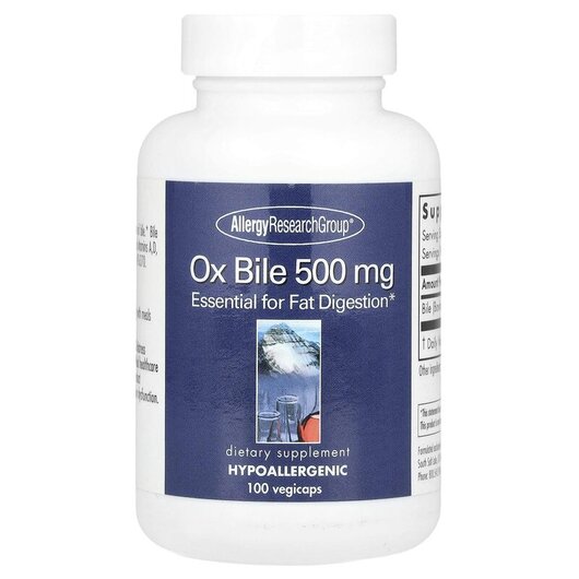 Основное фото товара Allergy Research Group, Желчные кислоты, Ox Bile 500 mg, 100 капс