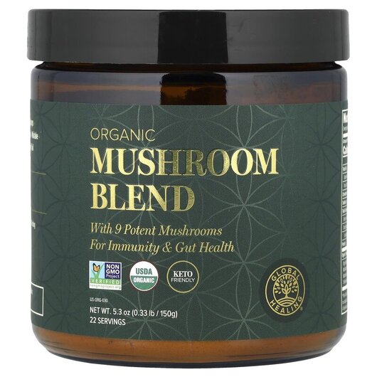 Основне фото товару Global Healing, Organic Mushroom Blend, Гриби, 150 г