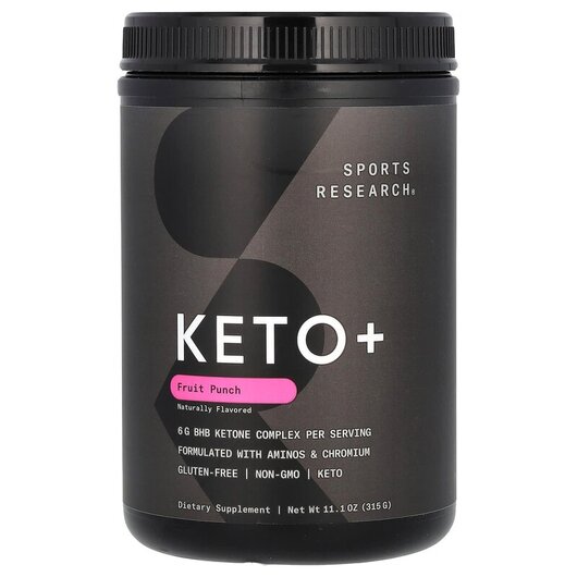 Основне фото товару Sports Research, Keto Plus Fruit Punch, Контроль ваги, 315 г