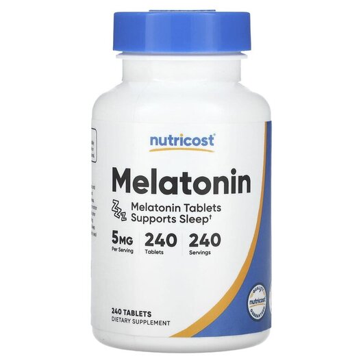 Основне фото товару Nutricost, Melatonin 5 mg, Мелатонін, 240 таблеток