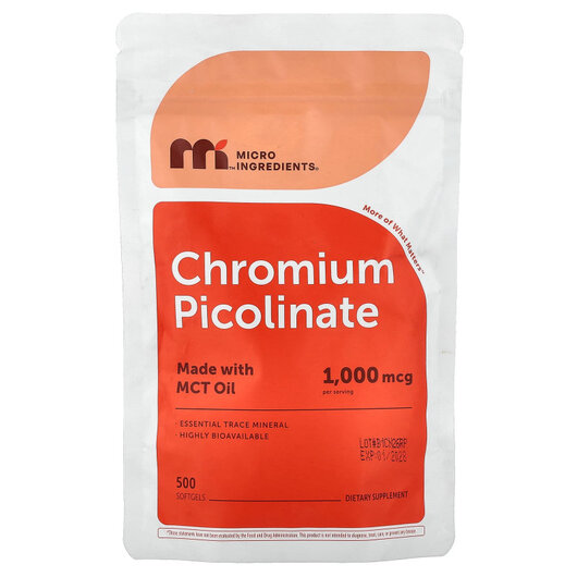 Основне фото товару Chromium Picolinate 1000 mcg Основне фото товару Micro Ingredients, Chromium Picolinate 1000 mcg, Хром, 500 капсул