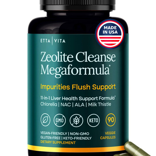 Основне фото товару Etta Vita, Zeolite Cleanse Megaformula, Цеоліт, 90 капсул