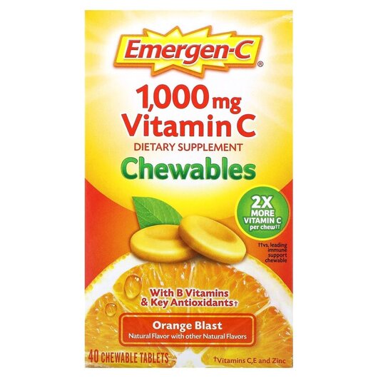Основне фото товару Vitamin C Chewables Orange Blast 500 mg Основне фото товару Vitamin C Chewables Orange Blast 500 mg, Вітамін C, 40 таблеток