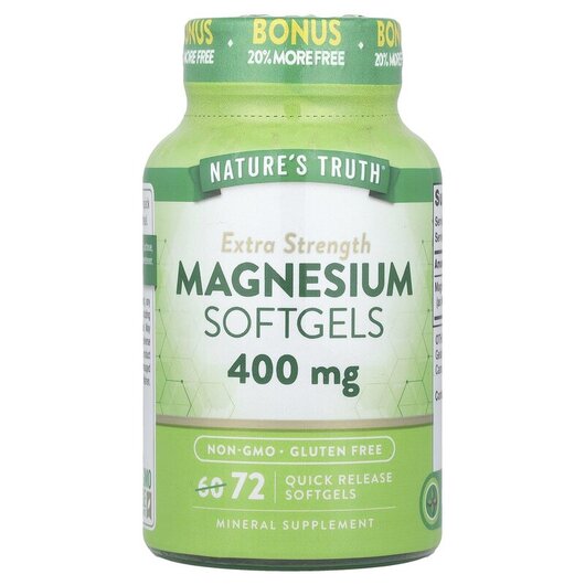 Основное фото товара Nature's Truth, Магний, Magnesium 400 mg, 72 капсул