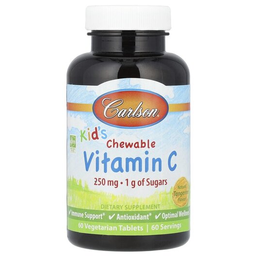Основне фото товару Kid's Vitamin C 250 mg Основне фото товару Carlson, Kid's Vitamin C 250 mg, Дитячий вітамін С 250 мг, 6