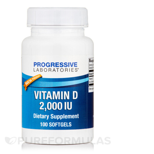 Основне фото товару Progressive Labs, Vitamin D 2000 IU, Вітамін D3, 100 капсул