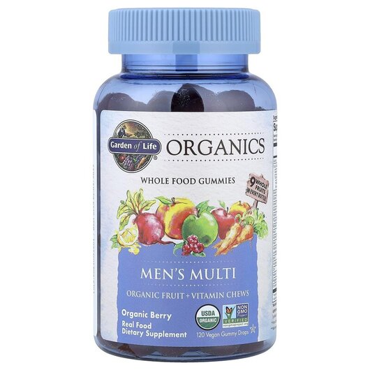 Основное фото товара MyKind Organics Men's Multi Organic Berry Основное фото товара Garden of Life, Витамины для мужчин, Men's Multi, 120 конфет