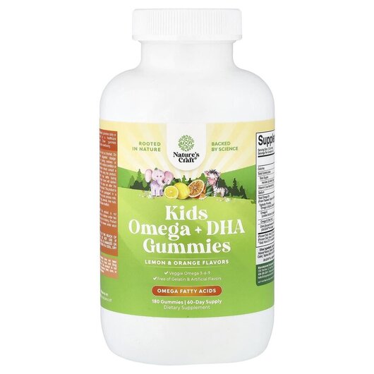 Основное фото товара Омега 3, Kids Omega + DHA Gummies Lemon & Orange, 180 таблето