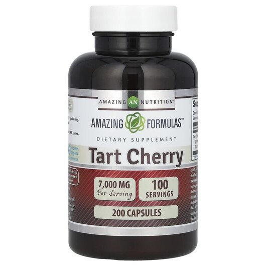 Основне фото товару Tart Cherry 3500 mg Основне фото товару Amazing Nutrition, Tart Cherry 3500 mg, Екстракт вишні, 200 капсу