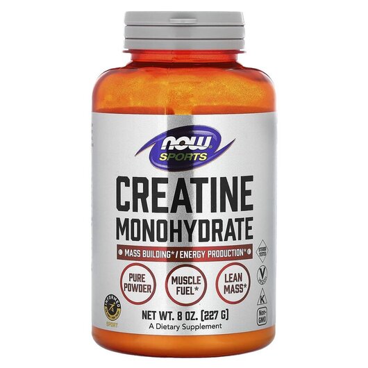 Основне фото товару Sports Creatine Monohydrate Powder Основне фото товару NOW Foods, Creatine Monohydrate, Креатин моногідрат, 227 г
