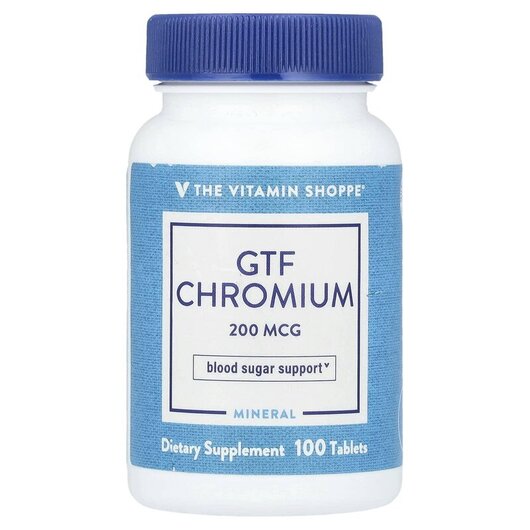Основное фото товара TheVitaminShoppe, Хром, GTF Chromium 200 mcg, 100 таблеток