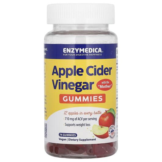 Основное фото товара Enzymedica, Яблочный уксус, Apple Cider Vinegar Gummies, 74 конфе