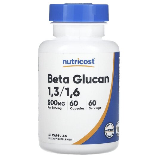 Основне фото товару Nutricost, Beta Glucan 13/16 500 mg, Бета-глюкани, 60 капсул