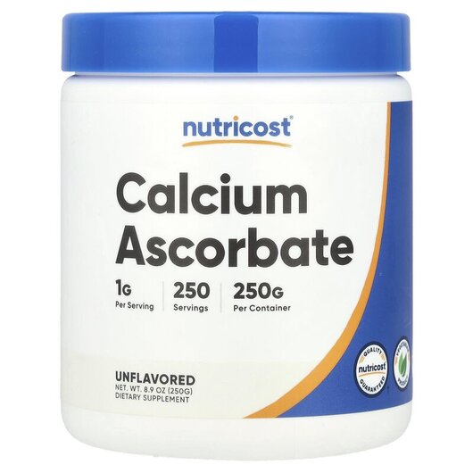 Основне фото товару Nutricost, Calcium Ascorbate Unflavored, Кальцій, 250 г