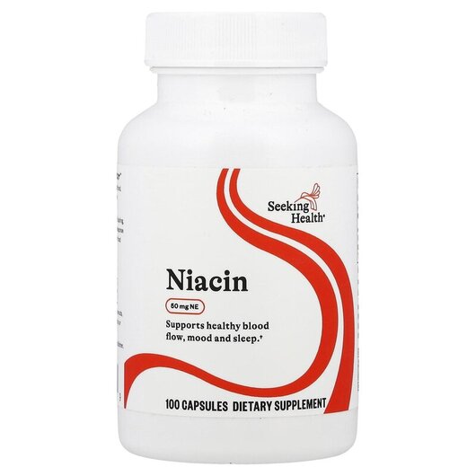 Основне фото товару Niacin 50 mg NE Основне фото товару Seeking Health, Niacin 50 mg NE, Вітамін B3 Ніацин, 100 капсул