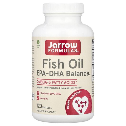 Основне фото товару EPA-DHA Balance Основне фото товару Jarrow Formulas, EPA-DHA Balance, Баланс EPA-DHA, 120 капсул