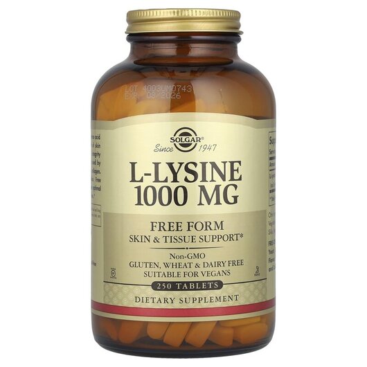 Основне фото товару L-Lysine Free Form 1000 mg Основне фото товару L-Lysine Free Form 1000 mg, L-Лізин у вільній формі 1000 мг, 250
