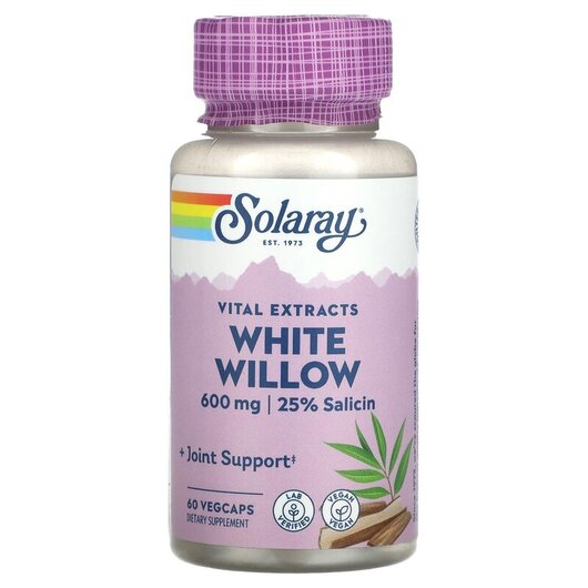 Основное фото товара Solaray, Кора Белой Ивы, Vital Extracts White Willow 600 mg, 60 к