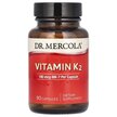 Фото товару Dr. Mercola, Vitamin K2 180 mcg MK7, Вітамін К2 180 мкг, 90 капсу
