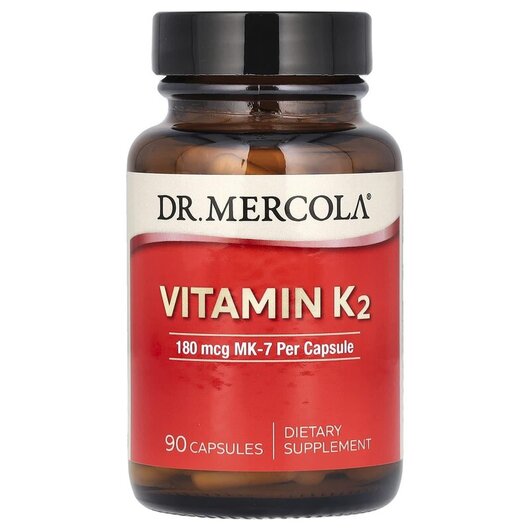 Основне фото товару Vitamin K2 180 mcg Основне фото товару Dr. Mercola, Vitamin K2 180 mcg MK7, Вітамін К2 180 мкг, 90 капсу
