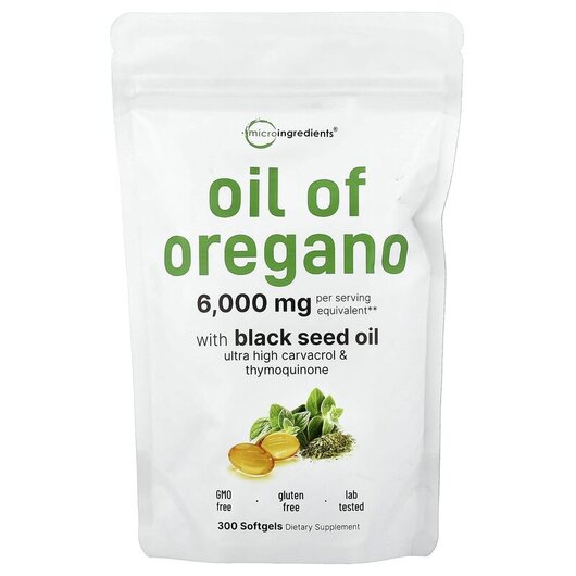 Основне фото товару Oil of Oregano with Black Seed Oil, Чорний кмин, 300 капсул