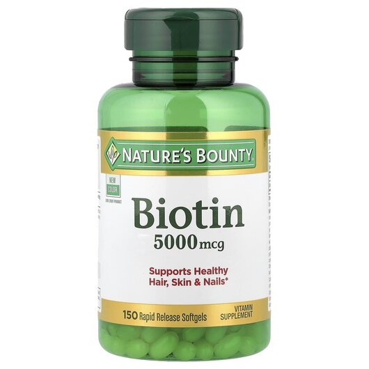 Основное фото товара Biotin 5000 mcg Основное фото товара Nature's Bounty, Биотин 5000 мкг, Biotin 5000 mcg, 150 капсу