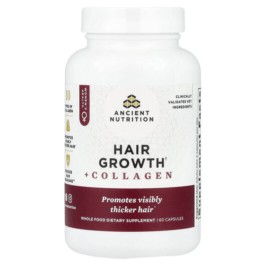 Основне фото товару Hair Growth + Collagen, Підтримка росту волосся, 60 капсул