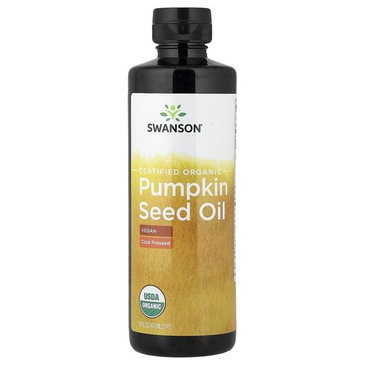 Основне фото товару Swanson, Certified Organic Pumpkin Seed Oil, Гарбузова олія, 473 
