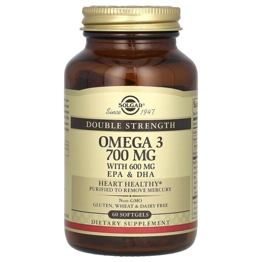 Основное фото товара Solgar, Омега-3 EPA и DHA 700 мг, Omega-3 EPA & DHA, 60 капсу