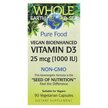 Фото товара Whole Earth & Sea Vegan Bioenhanced Vitamin D3 25 mcg 1000 IU Фото товара Natural Factors, Витамин D3, Vegan Bioenhanced Vitamin D3, 90 кап