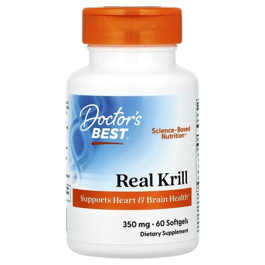 Основне фото товару Real Krill 350 mg Основне фото товару Doctor's Best, Real Krill 350 mg, Масло Кріля 350 мг, 60 кап