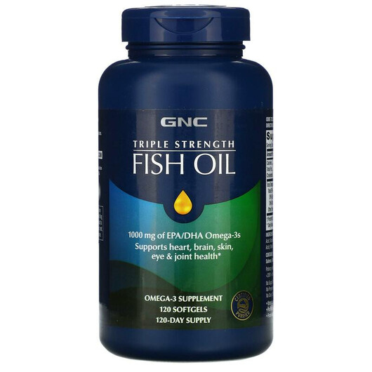 Основное фото товара GNC, Омега 3, Triple Strength Fish Oil 1000 mg, 120 капсул
