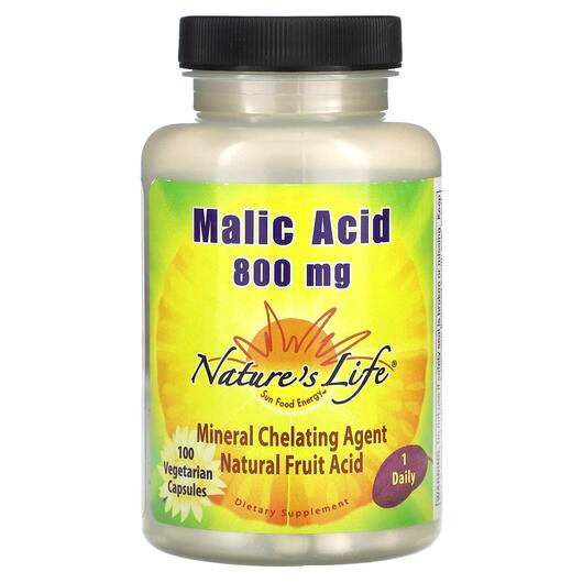 Основное фото товара Malic Acid 800 mg Основное фото товара Natures Life, Яблучная кислота, Malic Acid 800 mg, 100 капсул