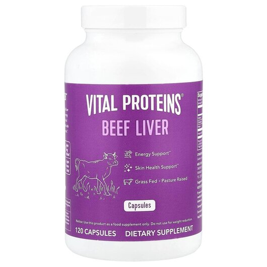 Основное фото товара Beef Liver Основное фото товара Vital Proteins, Бычья печень Коллаген, Beef Liver, 120 капсул