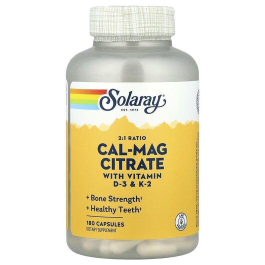 Основное фото товара Solaray, Кальций Магний Цитрат, Cal-Mag Citrate 2:1 Ratio, 180 ка