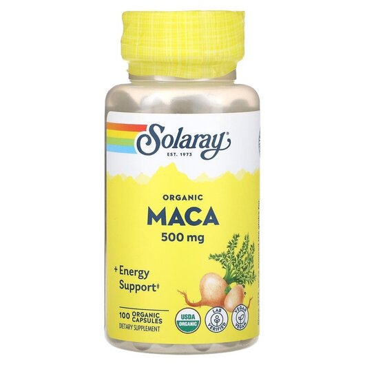 Основне фото товару Solaray, Organic Maca 500 mg, Мака, 100 капсул