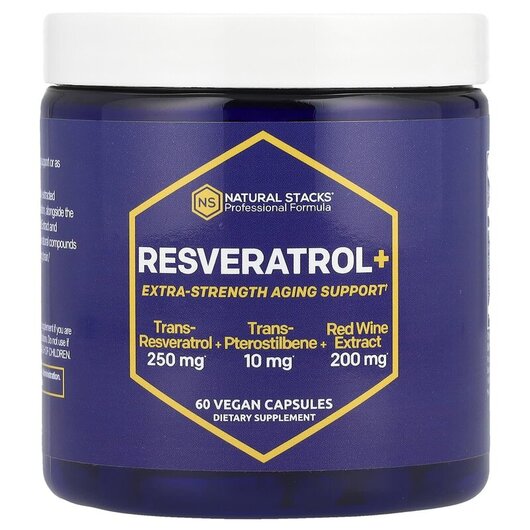 Основне фото товару Natural Stacks, Resveratrol+, Ресвератрол, 60 капсул
