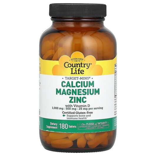 Основне фото товару Target-Mins Calcium Magnesium Zinc 1000, Кальцій магній цинк, 180