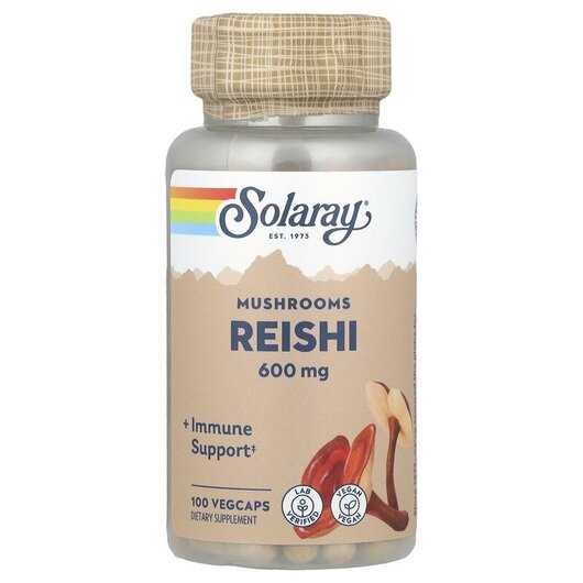 Основное фото товара Solaray, Грибы Рейши 600 мг, Reishi Mushroom 600 mg, 100 капсул