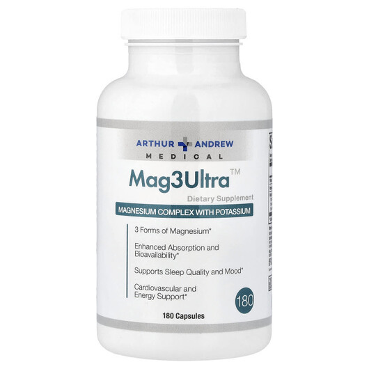Основне фото товару Mag3Ultra Основне фото товару Arthur Andrew Medical, Mag3Ultra, Магній, 180 капсул