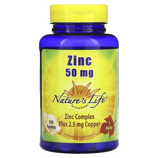 Основное фото товара Zinc 50 mg Основное фото товара Natures Life, Цинк, Zinc 50 mg, 250 таблеток