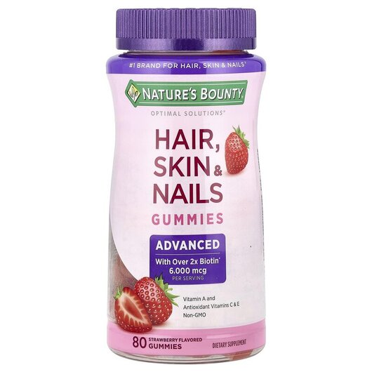 Основне фото товару Advanced Hair Skin & Nails Gummies Strawberry Основне фото товару Advanced Hair Skin & Nails Gummies, Вітаміни для волосся, 80