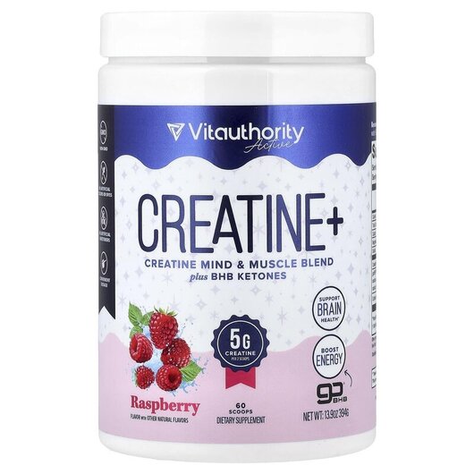 Основное фото товара Active Creatine+ Raspberry Основное фото товара Vitauthority, Креатин, Active Creatine+ Raspberry, 394 г