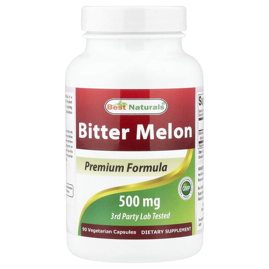 Основне фото товару Bitter Melon 500 mg Основне фото товару Best Naturals, Bitter Melon 500 mg, Гірка диня, 90 капсул
