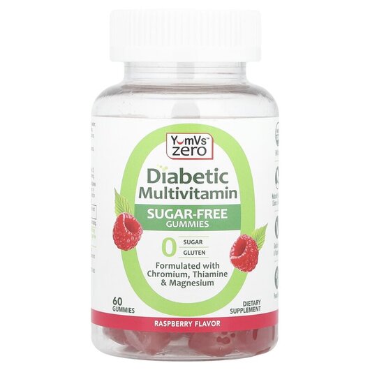 Основне фото товару Diabetic Multivitamin Sugar Free Raspberry Основне фото товару Yum-Vs, Diabetic Multivitamin, Комплекс для діабетиків, 60 таблет