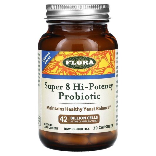 Основне фото товару Flora, Super 8 Hi-Potency Probiotic, Пробіотики, 30 капсул